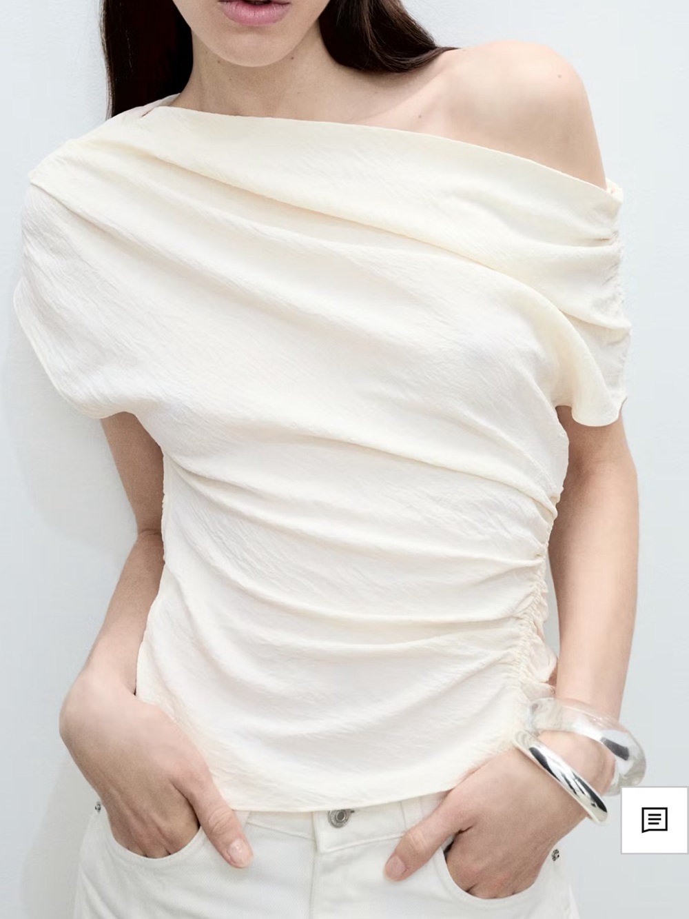 ASYMMETRICAL Ruched mango top